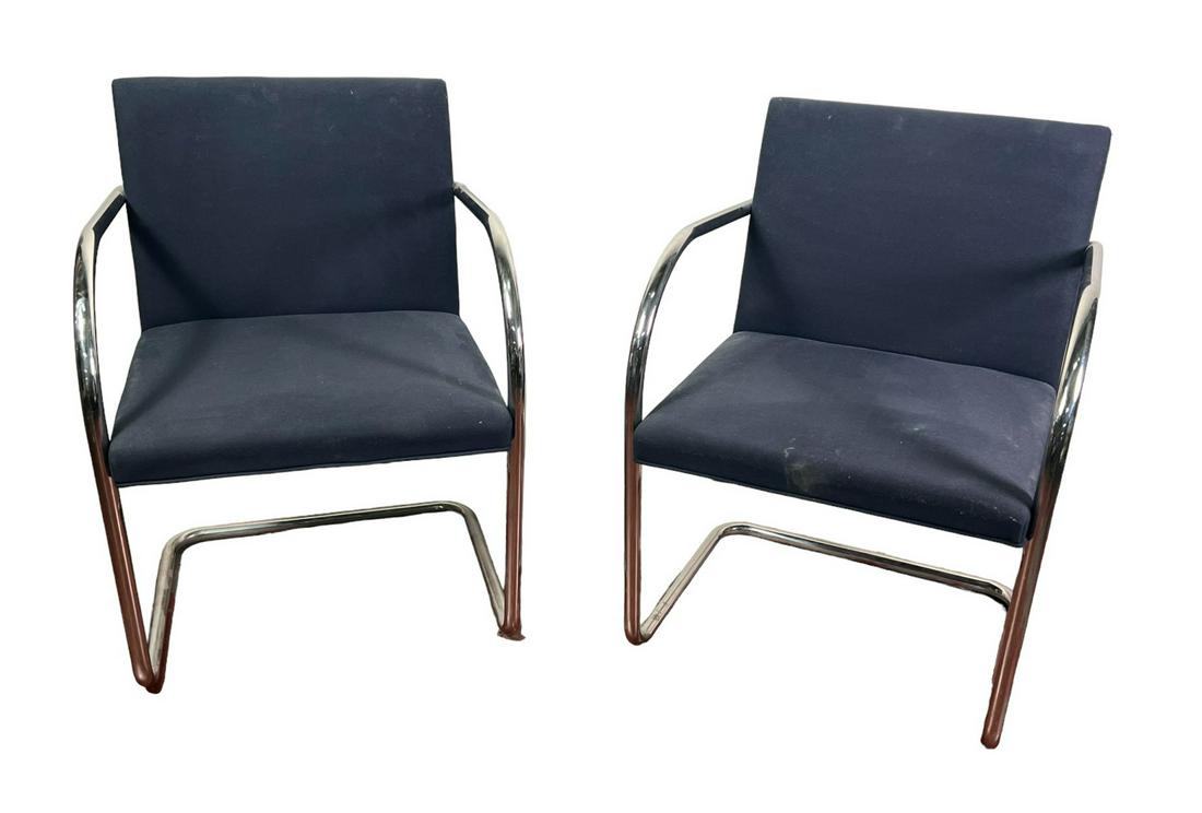 PAIR KNOLL BRNO TUBULAR ARMCHAIRS: PAIR KNOLL BRNO TUBULAR ARMCHAIRS Height: 31.5 in. by Width: 22.75 in. by Depth: 22.5