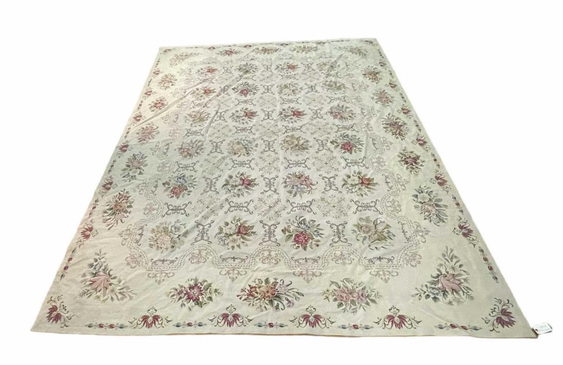 HAND KNOTTED FLORAL NEEDLE POINT RUG (1 of 4)