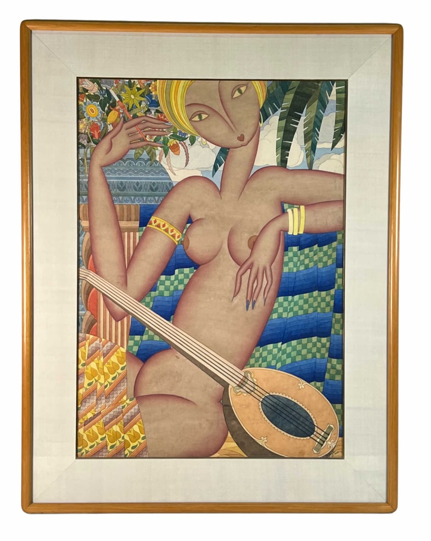 ARTHUR La VINGER ART DECO WATERCOLOR ON PAPER: ARTHUR La VINGER ART DECO WATERCOLOR ON PAPER. SIGNED 1944. Height: 43.5 in. by Width: 34.75 in.