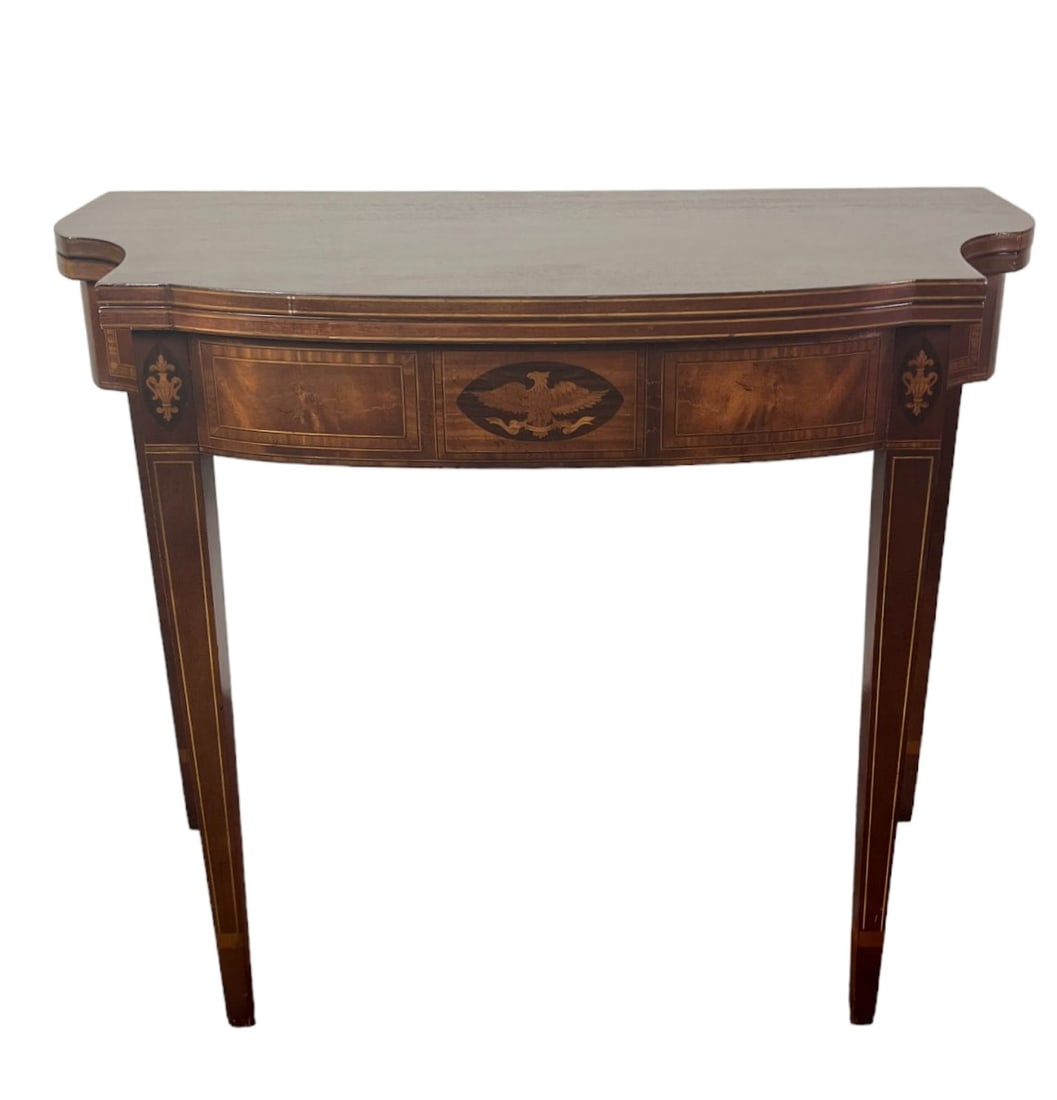 ANTIQUE MAHOGANY FLIP TOP GAME / CARD TABLE: ANTIQUE MAHOGANY FLIP TOP GAME / CARD TABLE NICE MULTI-PURPOSE CONSOLE Height: 30 in. by Width: 36.5 in. by Depth: 18.5