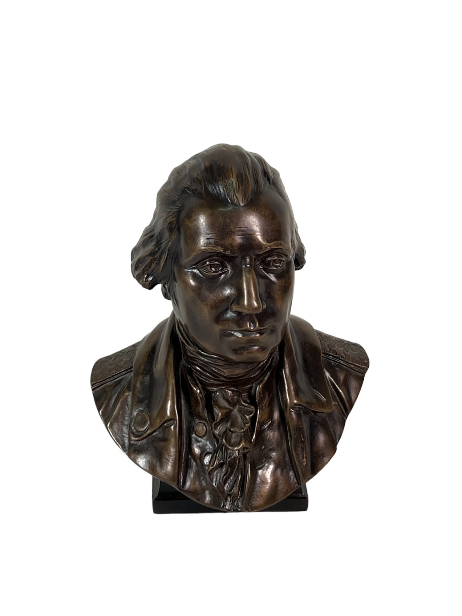 GEORGE WASHINGTON BRONZE BUST: GEORGE WASHINGTON BRONZE BUST BY JEAN ANTOINE HOUDON #409 Height: 11 in. by Width: 8.25 in. by Depth: 6.25