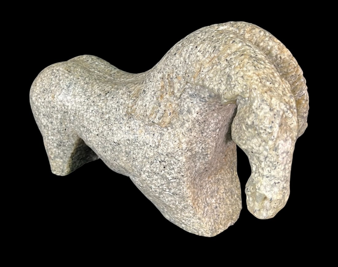 PAIR OF SIGNED HOI LEBADANG HORSE SCULPTURES: PAIR OF SIGNED HOI LEBADANG HORSE SCULPTURES COMBINATION OF STONE AND RESIN Height: 9.5 in. by Width: 15 in. by Depth: 7