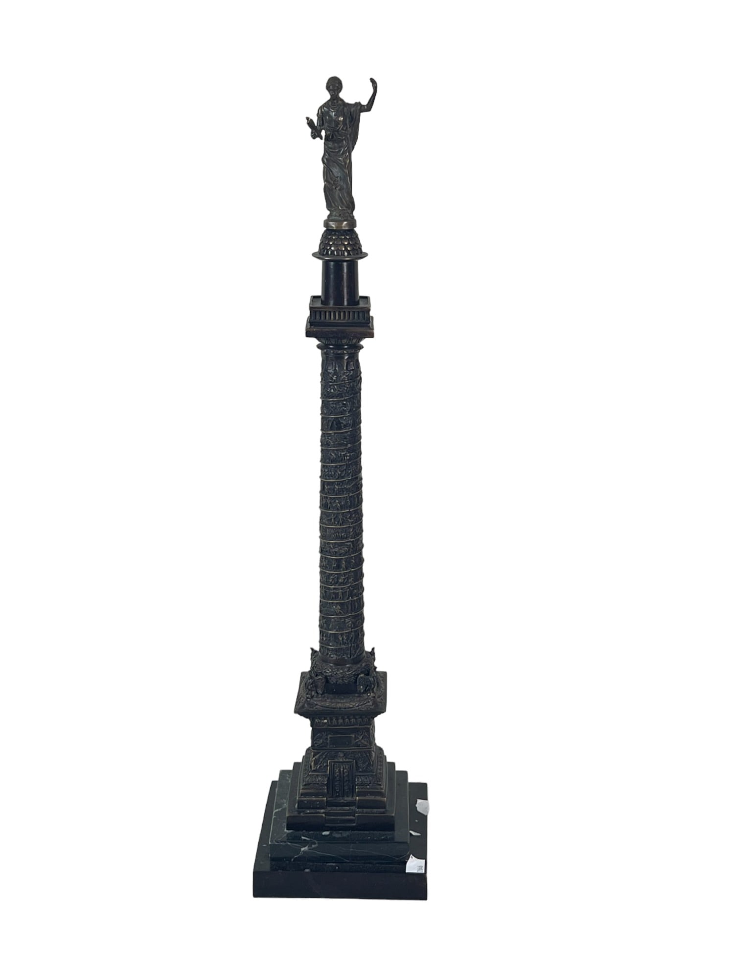 BRONZE GRAND TOUR MODEL OF TRAJAN'S COLUMN: BRONZE AND MARBLE GRAND TOUR MODEL OF TRAJAN'S COLUMN Height: 28 in. by Width: 6.25 in. by Depth: 6.25