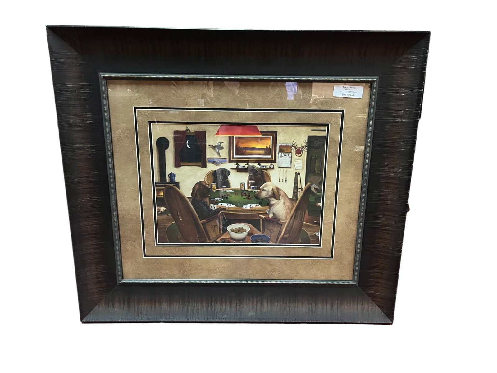 DOGS PLAYING POKER: DOGS PLAYING POKER Height: 28 in. by Width: 37.75 in. by Depth: 2