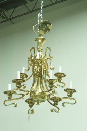 ART NOUVEAU STYLE BRASS LIGHT FIXTURE: ART NOUVEAU STYLE BRASS LIGHT FIXTURE. Height: 25 in. by Width: 24 in. by Depth: 24 in.