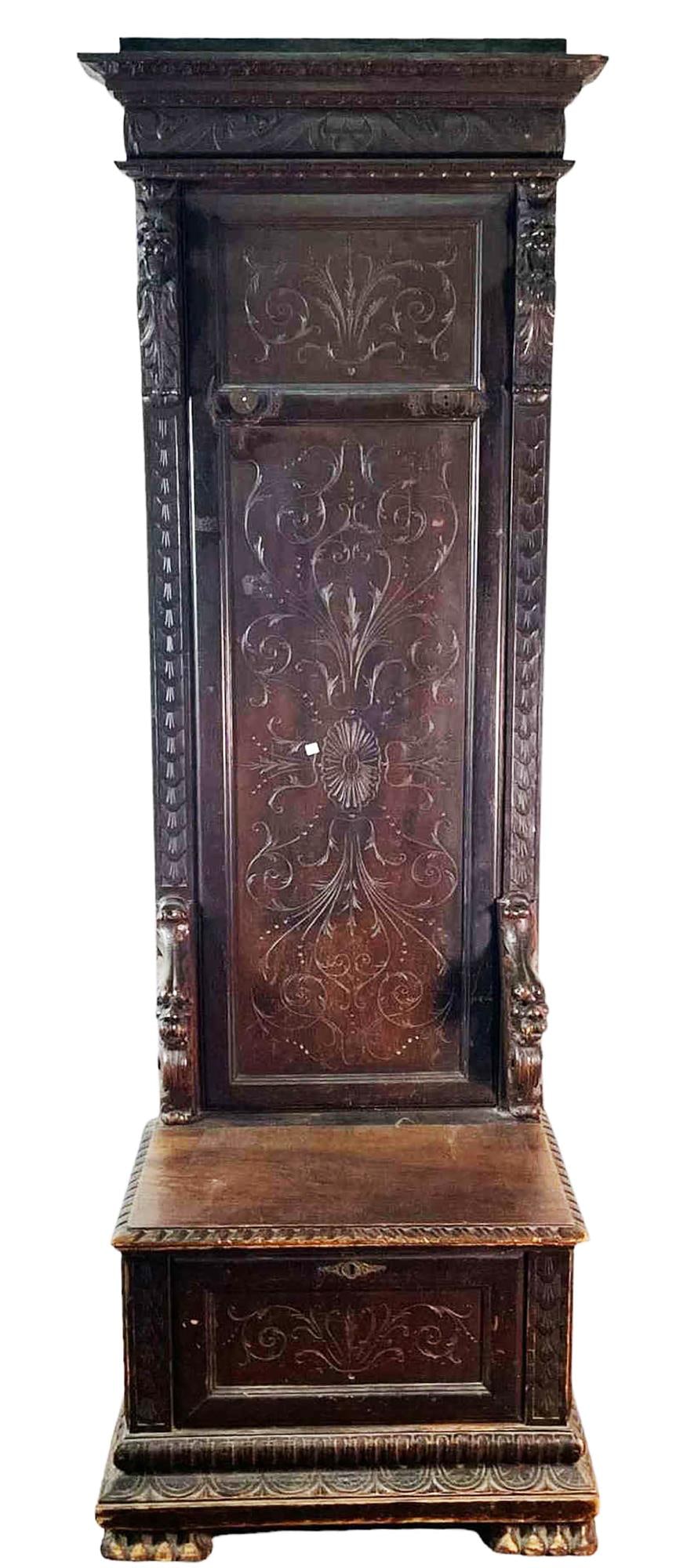 ANTIQUE RENAISSANCE REVIVAL HALL TREE (1 of 12)