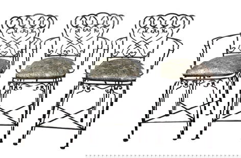 3 WROUGHT IRON ETHAN ALLEN BAR STOOLS: 3 WROUGHT IRON ETHAN ALLEN BAR STOOLS Height: 43 in. by Width: 22 in. by Depth: 20