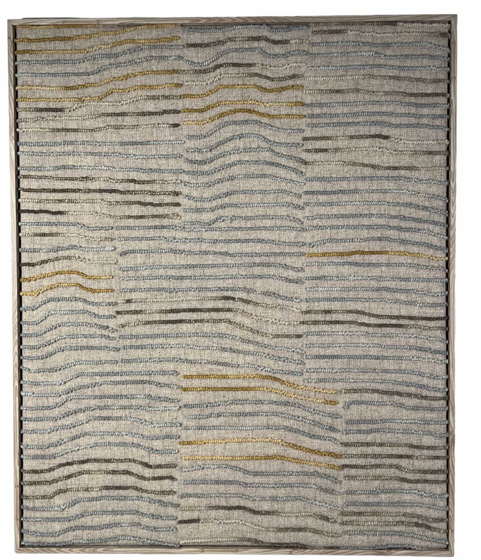 FRAMED WOVEN  ART OF WAVES AND SUN (1 of 4)