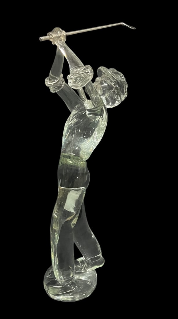 VINTAGE MURANO GLASS GOLFER BY RENATO ANATRA: VINTAGE MURANO GLASS GOLFER Height: 20 in. by Width: 12 in. by Depth: 5