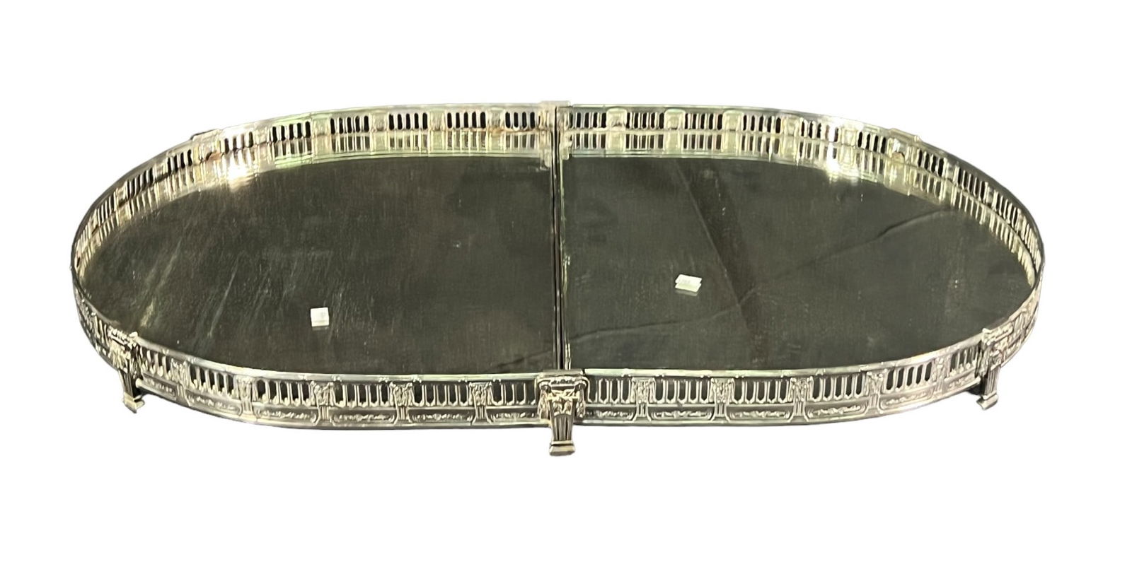 ANTIQUE FRENCH 2 PC SILVER PLATE PLATEAU (1 of 4)