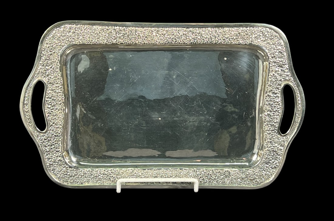 VINTAGE TURKISH SILVER REPOUSSE TRAY STAMPED 900 (1 of 3)