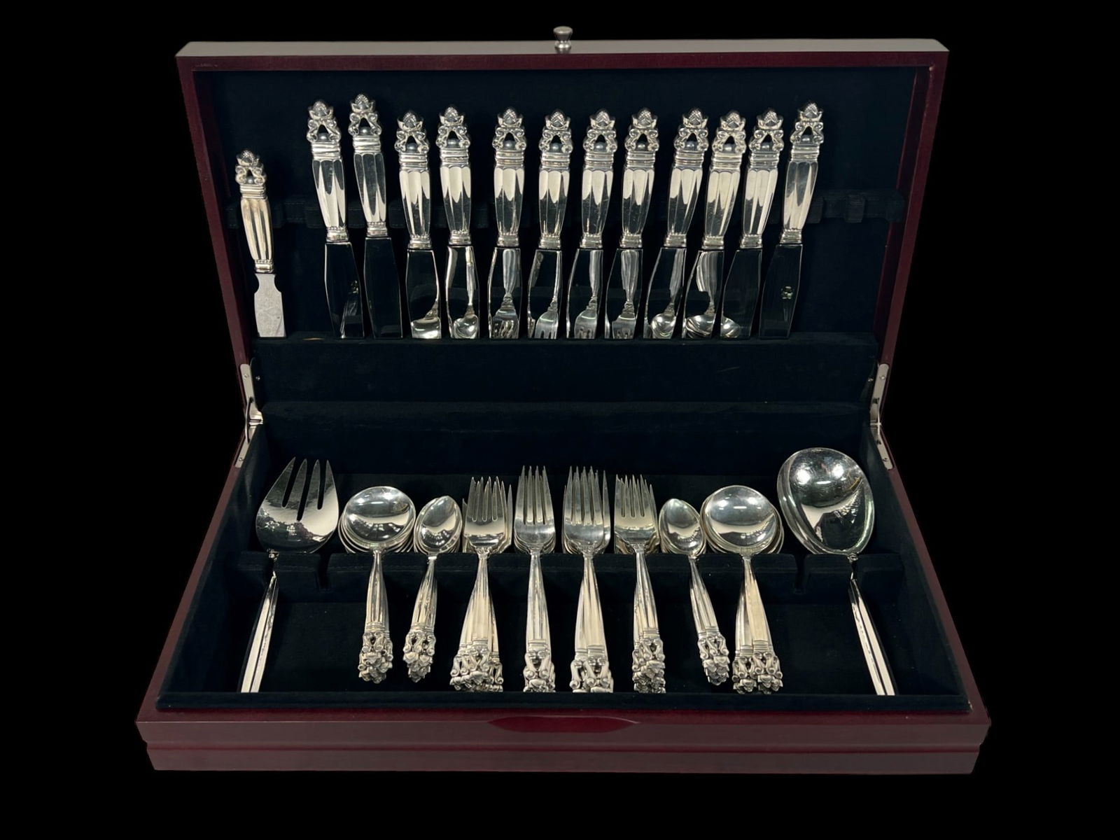 63 PC GEORG JENSEN DANISH ACORN STERLING FLATWARE (1 of 5)
