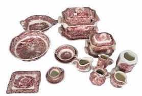 15-PIECES OF MASON'S VISTA RED SERVINGWARE (1 of 4)