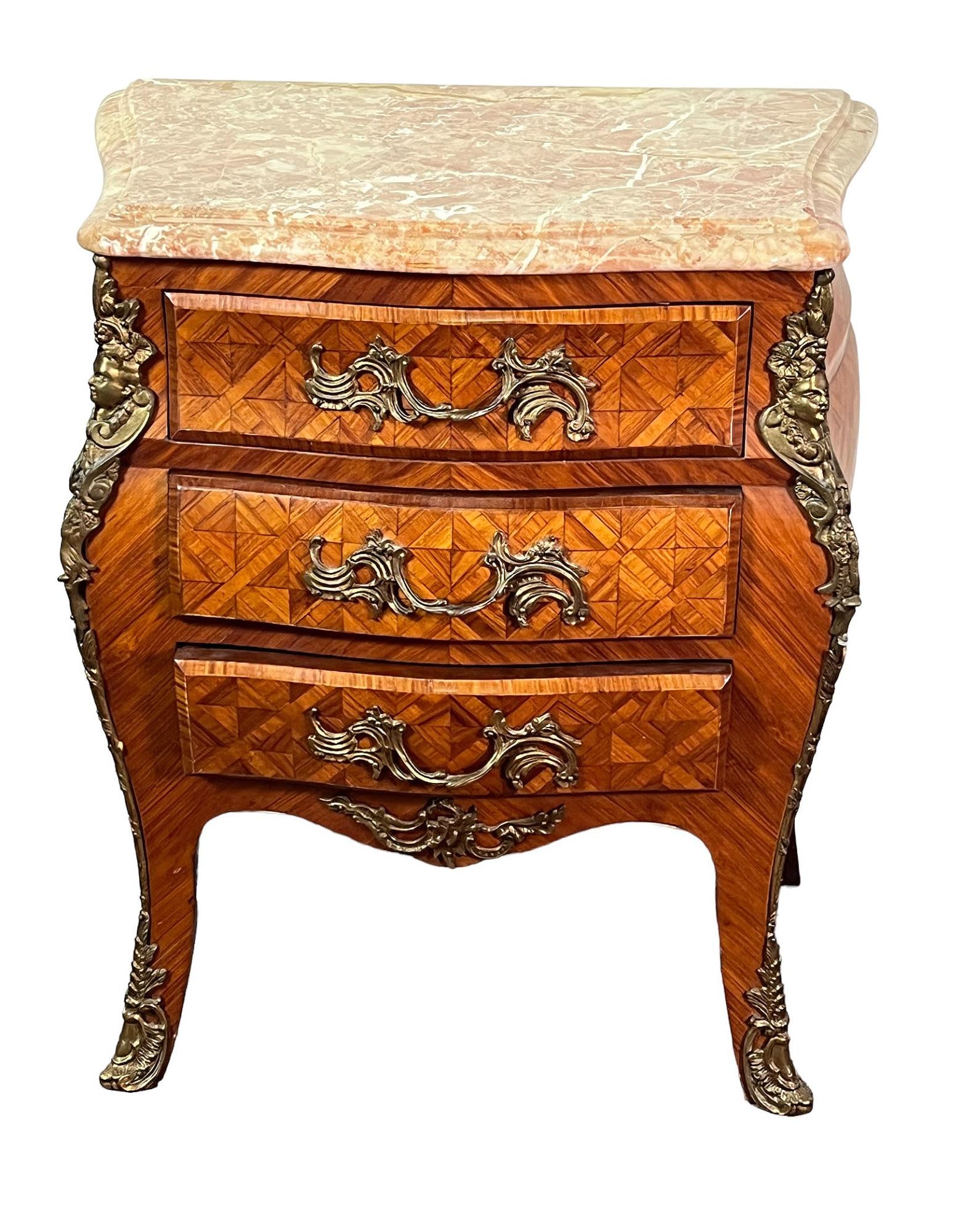 FRENCH LOUIS XV STYLE MAHOGANY  MARBLE TOP COMMODE (1 of 5)