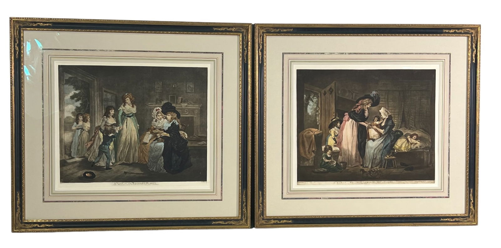 TWO ANTIQUE PRINTS OF MOTHER AND CHILDREN (1 of 4)