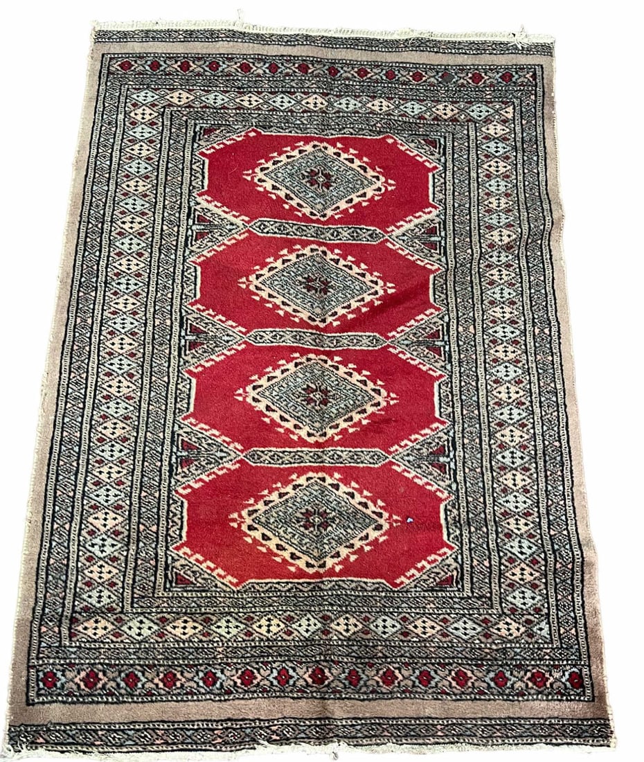 HAND KNOTTED BOKHARA 100% WOOL RUG (1 of 4)