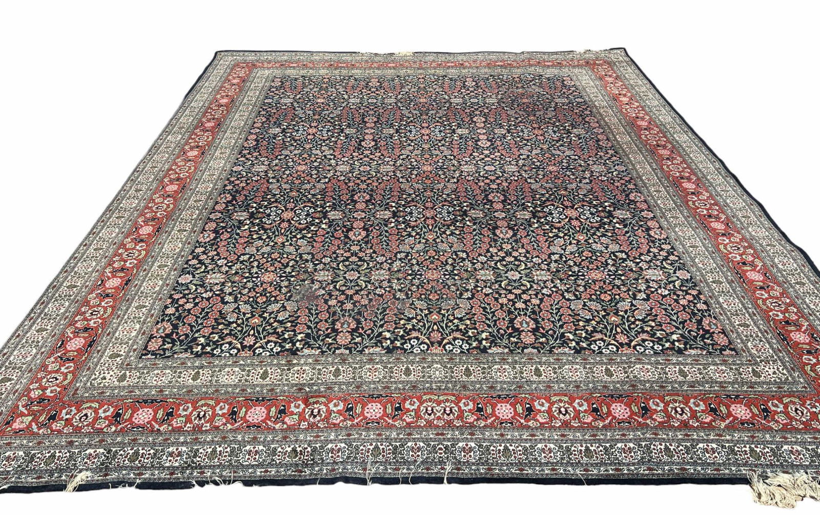 ANTIQUE TABRIZ HAND KNOTTED RUG 114 X 151 (9) (1 of 8)