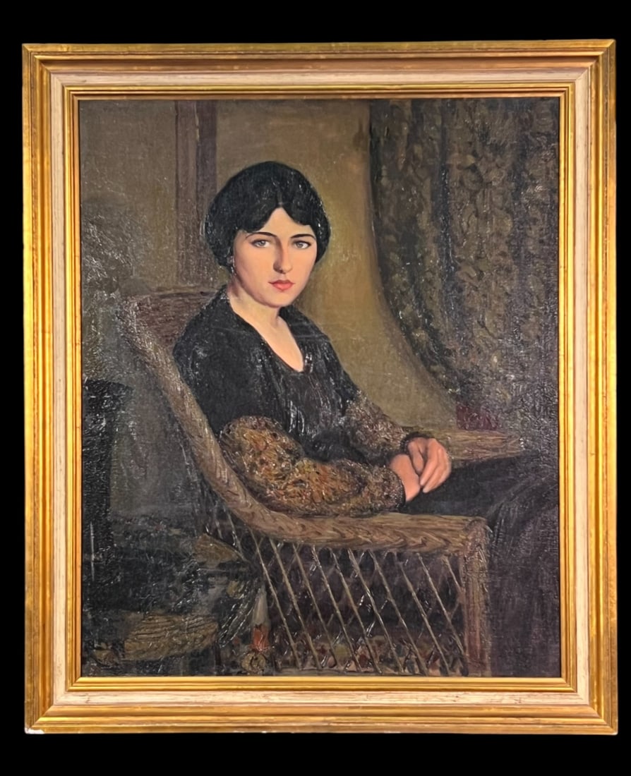 HOWARD THAIN PORTRAIT "LAVINA" OIL ON BOARD 1915 (1 of 5)