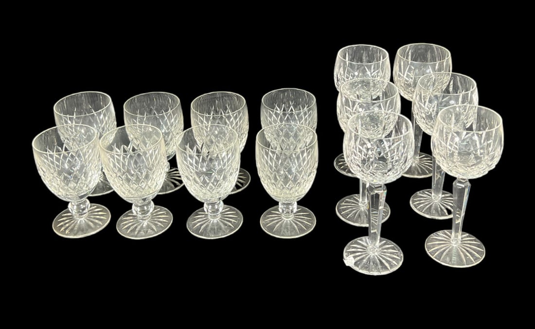 14 WATERFORD CRYSTAL WINE GLASSES: 14 WATERFORD CRYSTAL WINE GLASSES Height: 7.5 in. by Width: 3.5 in. by Depth: 3.5
