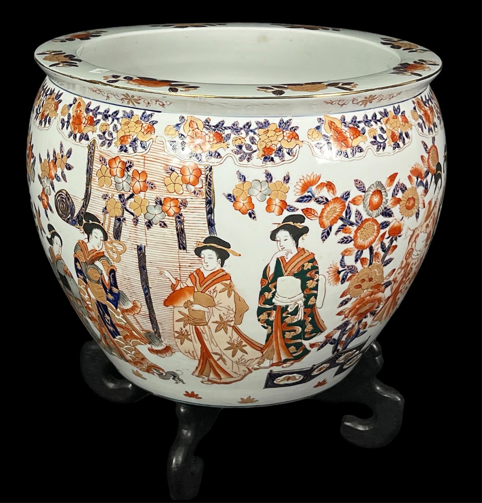 CHINESE PORCELAIN HAND PAINTED FISH BOWL: CHINESE PORCELAIN HAND PAINTED FISH BOWL. Height: 12 in. by Width: 14.5 in. by Depth: 14.5 in.