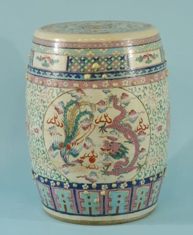 19th CENTURY CHINESE PORCELAIN GARDEN STOOL: 19th CENTURY CHINESE PORCELAIN GARDEN STOOL. Height: 18 in. by Width: 15 in. by Depth: 15 in.