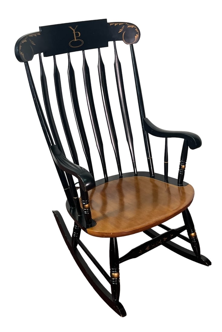 YOUNG PRESIDENTS ORGANIZATION ROCKING CHAIR: YOUNG PRESIDENTS ORGANIZATION ROCKING CHAIR. Height: 41 in. by Width: 22.5 in. by Depth: 30 in.