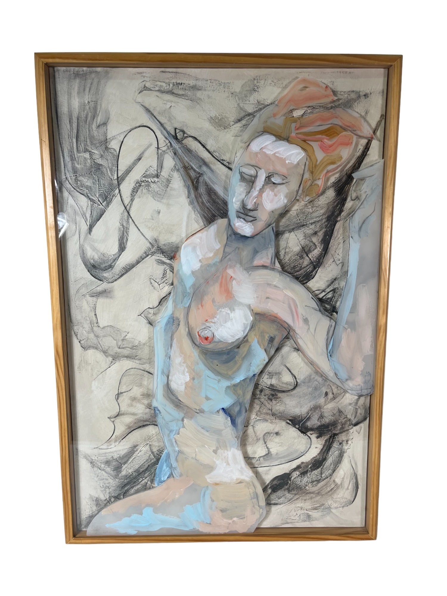 BOB WEIR "NAPPING IN CHAOS" ACRYLIC ON LEXAN: BOB WEIR "NAPPING IN CHAOS" ACRYLIC ON LEXAN OVER ACRYLIC ON CANVAS. Height: 38.75 in. by Width: 25..5 in. by Depth: 2 in.