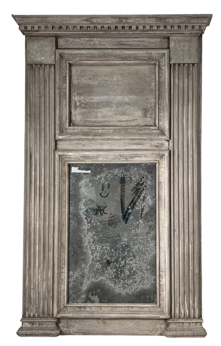 PAINTED TRUMEA MIRROR: PAINTED TRUMEAU MIRROR. Height: 58 in. by Width: 35.5 in. by Depth: 5