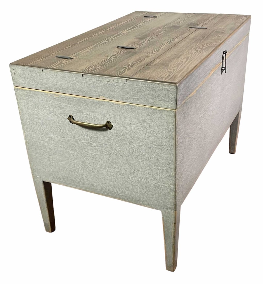 SARREID TRUNK SIDE TABLE WITH SECRET STORAGE: SARREID TRUNK SIDE TABLE WITH SECRET STORAGE. Height: 27.5 in. by Width: 37 in. by Depth: 22.5