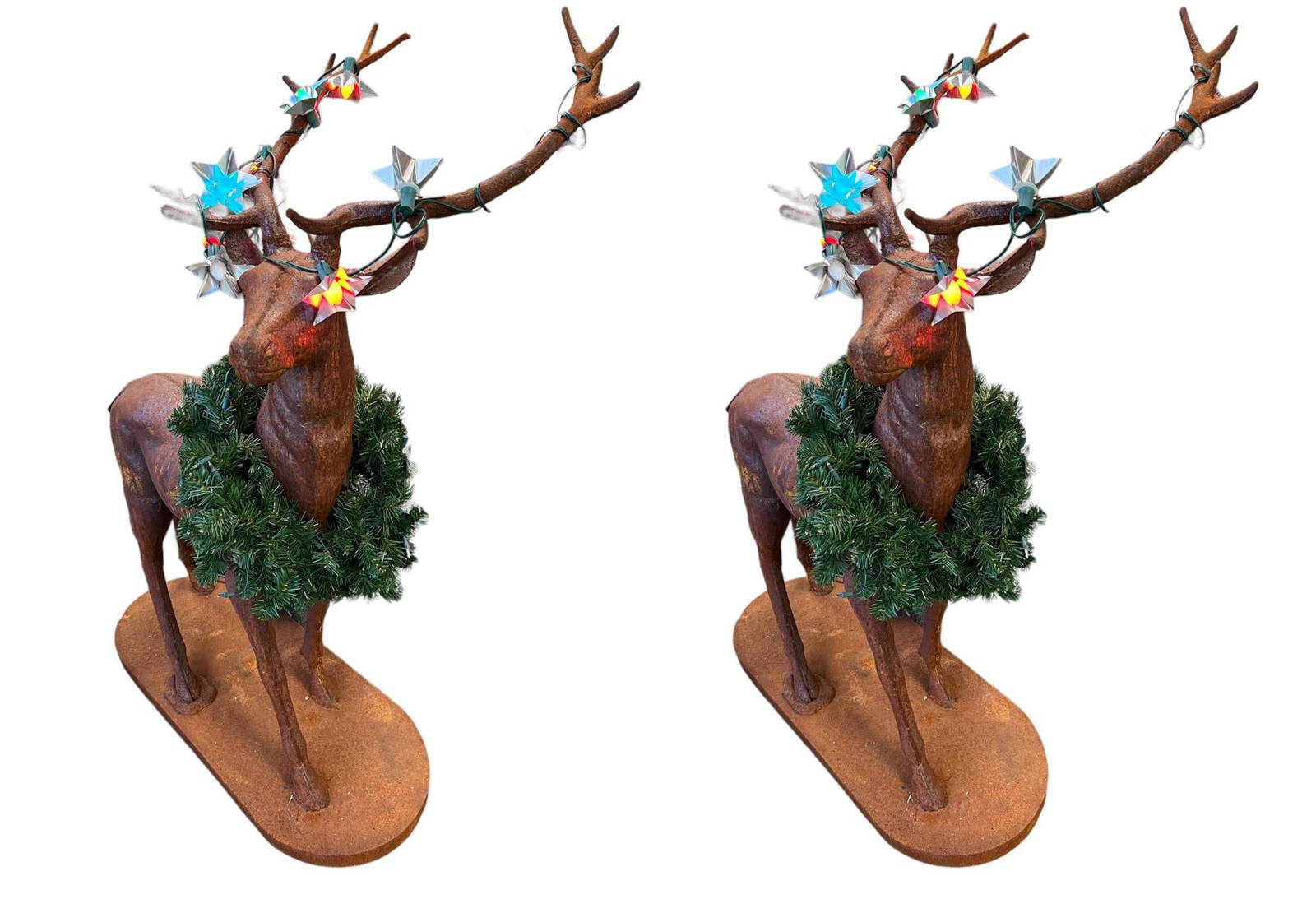 Pair Of Cast Iron Lifesize Stags Auction