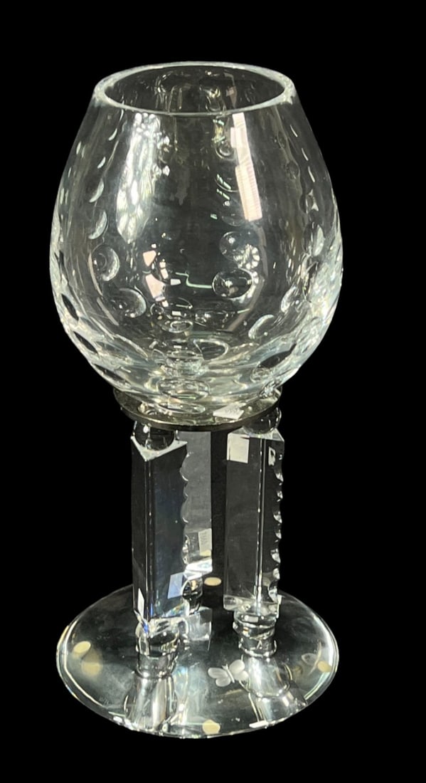 BACCARAT VASE ON STAND: BACCARAT VASE ON STAND. Height: 15 in. by Width: 8 in. by Depth: 8 in.