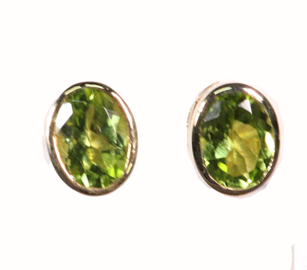 OVAL CUT GENUINE PERIDOT SOLITAIRE EARRINGS (1 of 5)