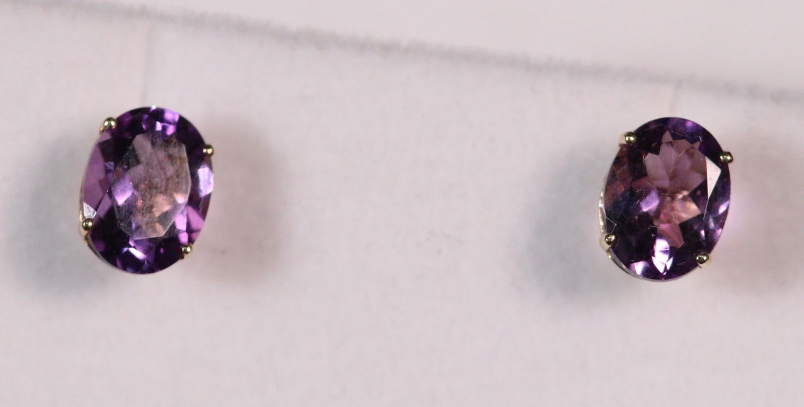 OVAL CUT AMETHYST SOLITAIRE EARRINGS 14K YLW GOLD (1 of 3)