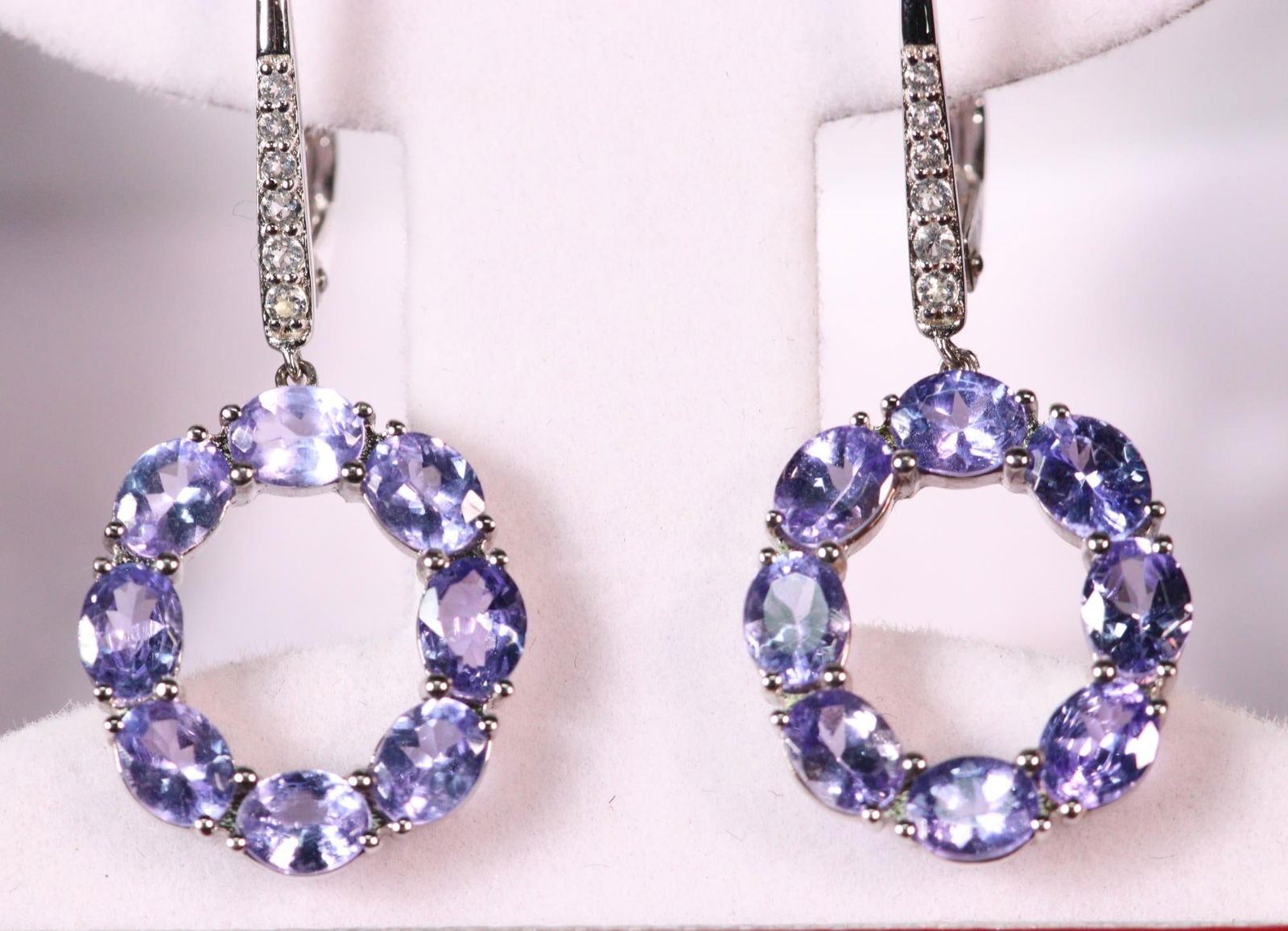 4 CT GENUINE TANZANITE AND WHT SAPPHIRE EARRINGS (1 of 4)