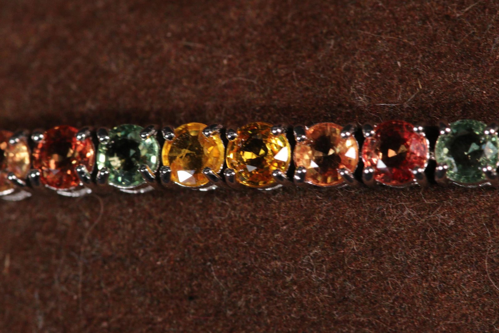 AUTUMN RAINBOW GENUINE SAPPHIRE BOLO BRACELET: AUTUMN RAINBOW GENUINE SAPPHIRE BOLO BRACELET