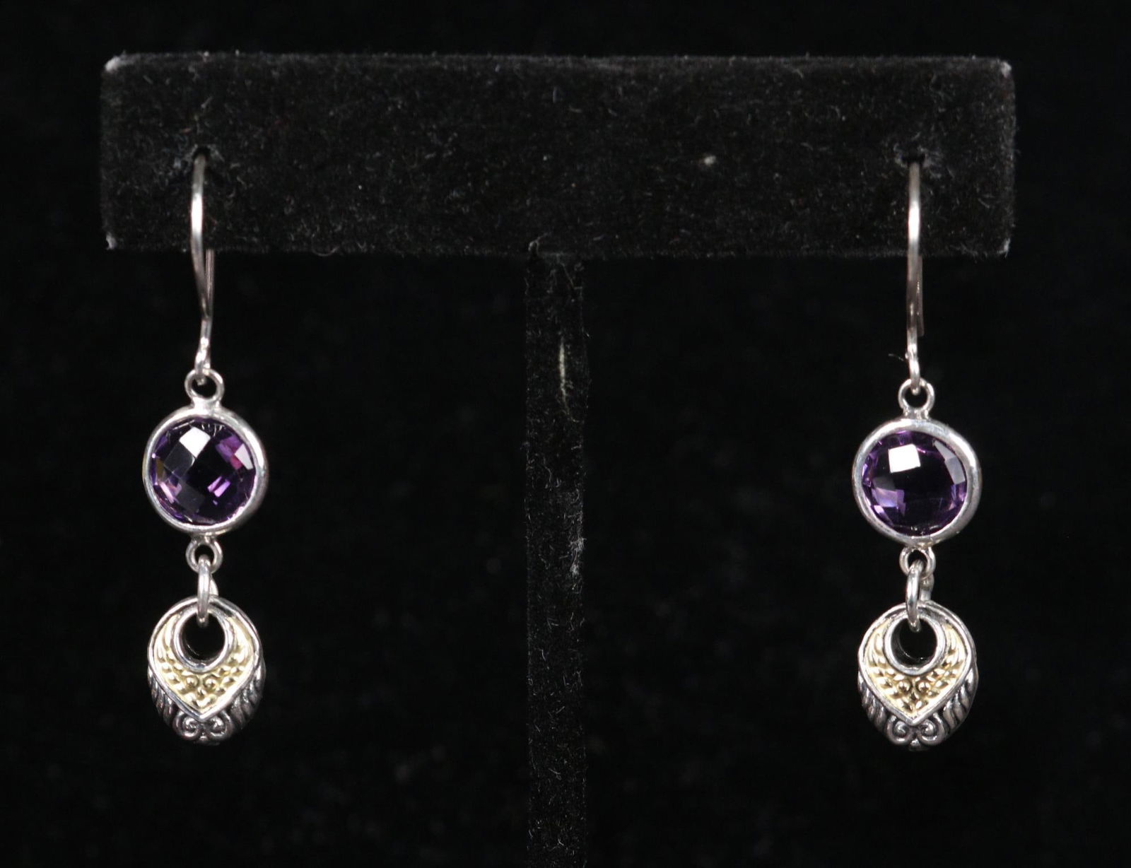 Bjc Samuel Benham 18kt Gold Sterling Silver Large Amethyst Earrings