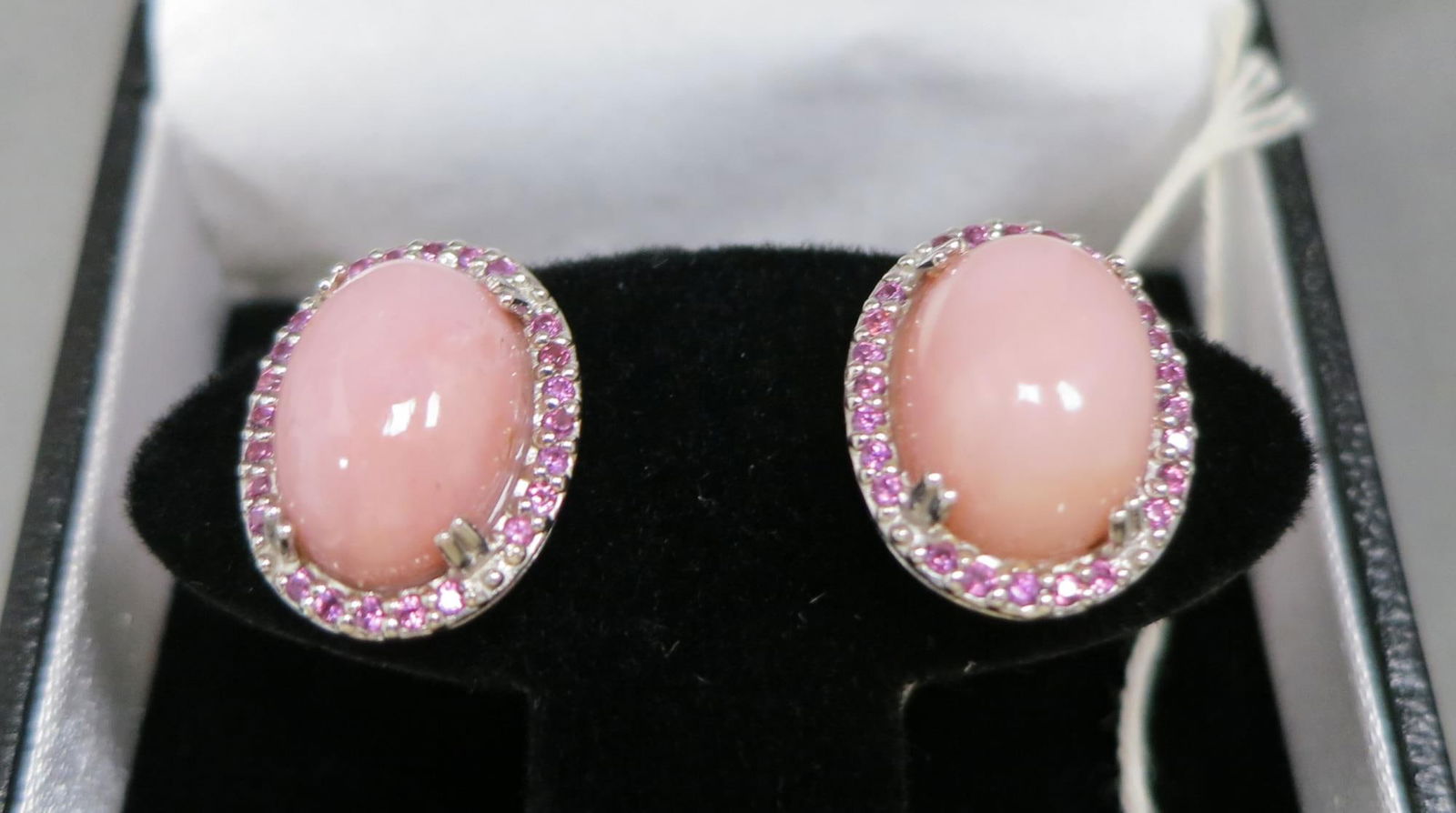 ANTIQUE STYLE PINK  JADE /  PINK SAPPHIRE EARRINGS (1 of 3)