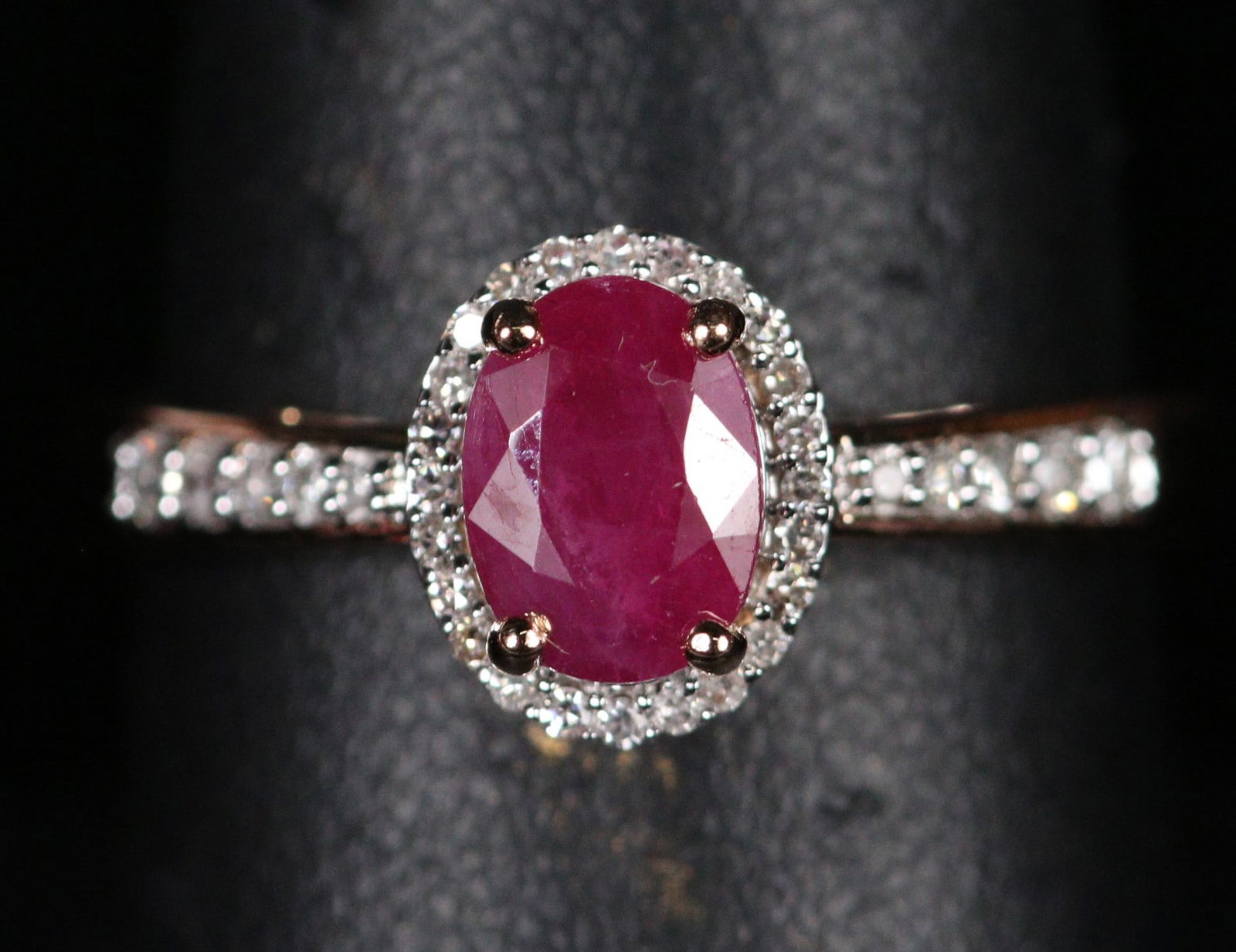 OVAL CUT GENUINE RUBY AND DIAMOND DINNER RING (1 of 3)