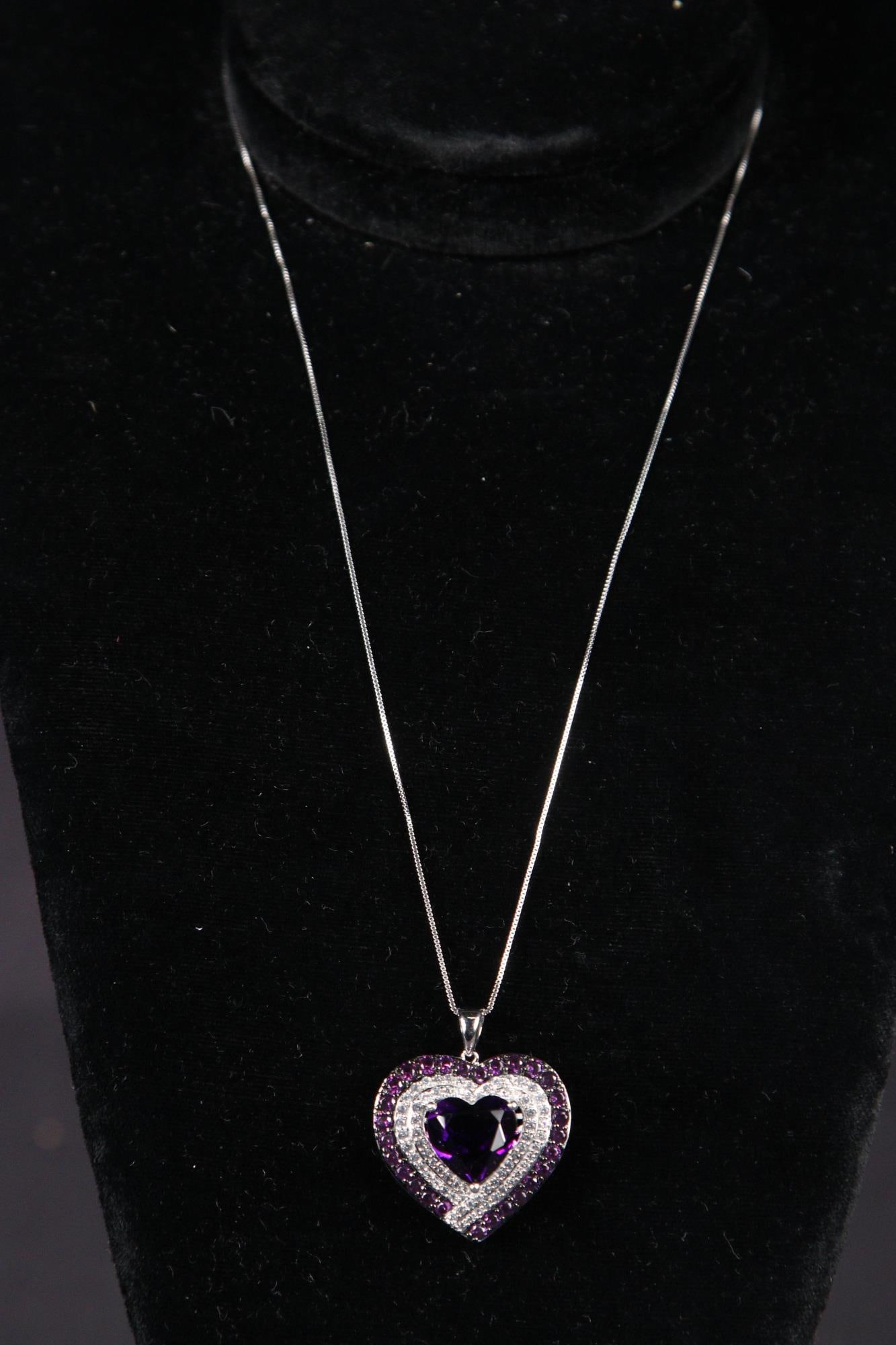 4 CT. AMETHYST HEART NECKLACE (261): 4 CT. AMETHYST HEART NECKLACE (261)