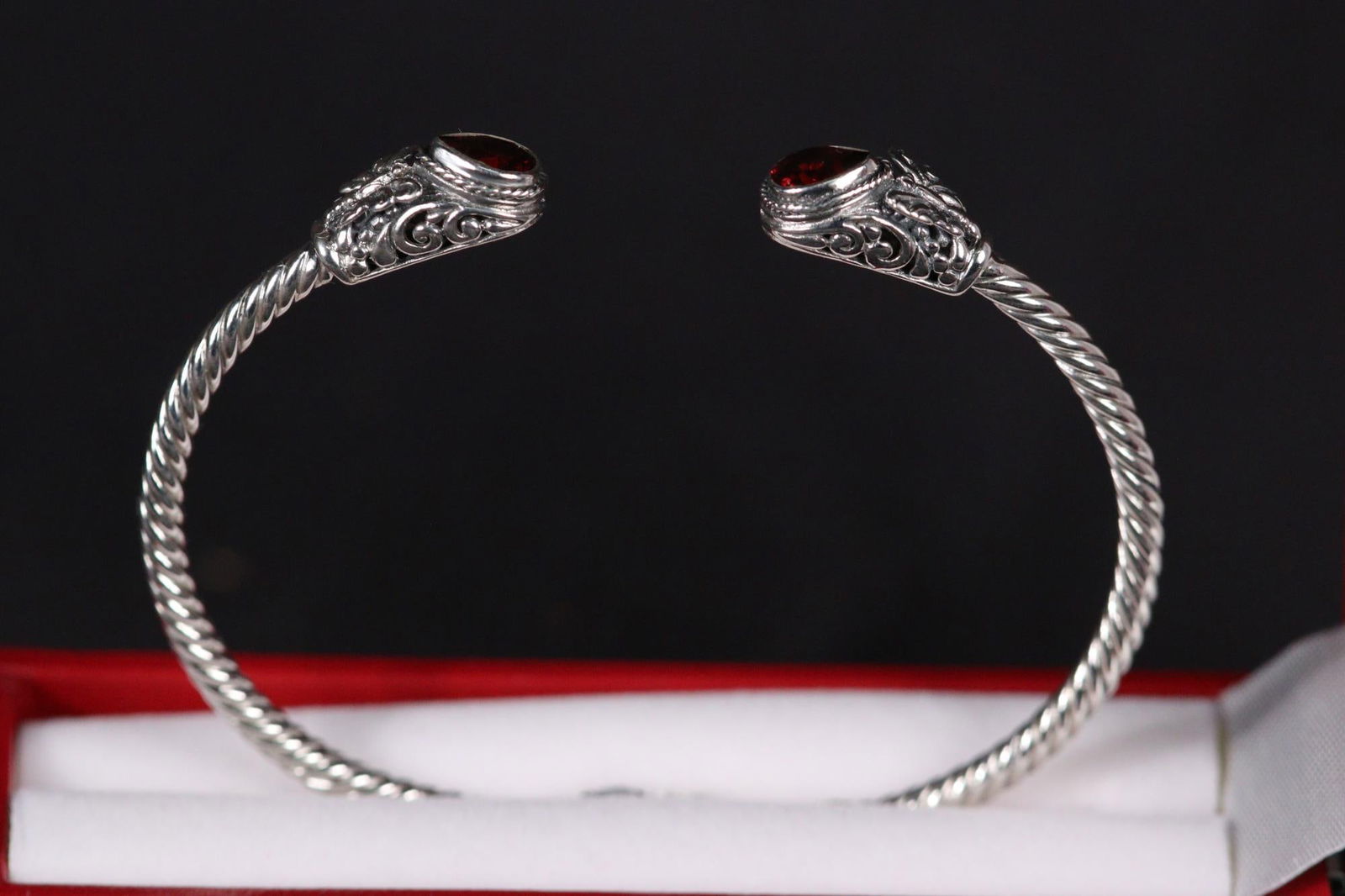 GENUINE GARNET BANGLE BRACELET (284) (1 of 2)