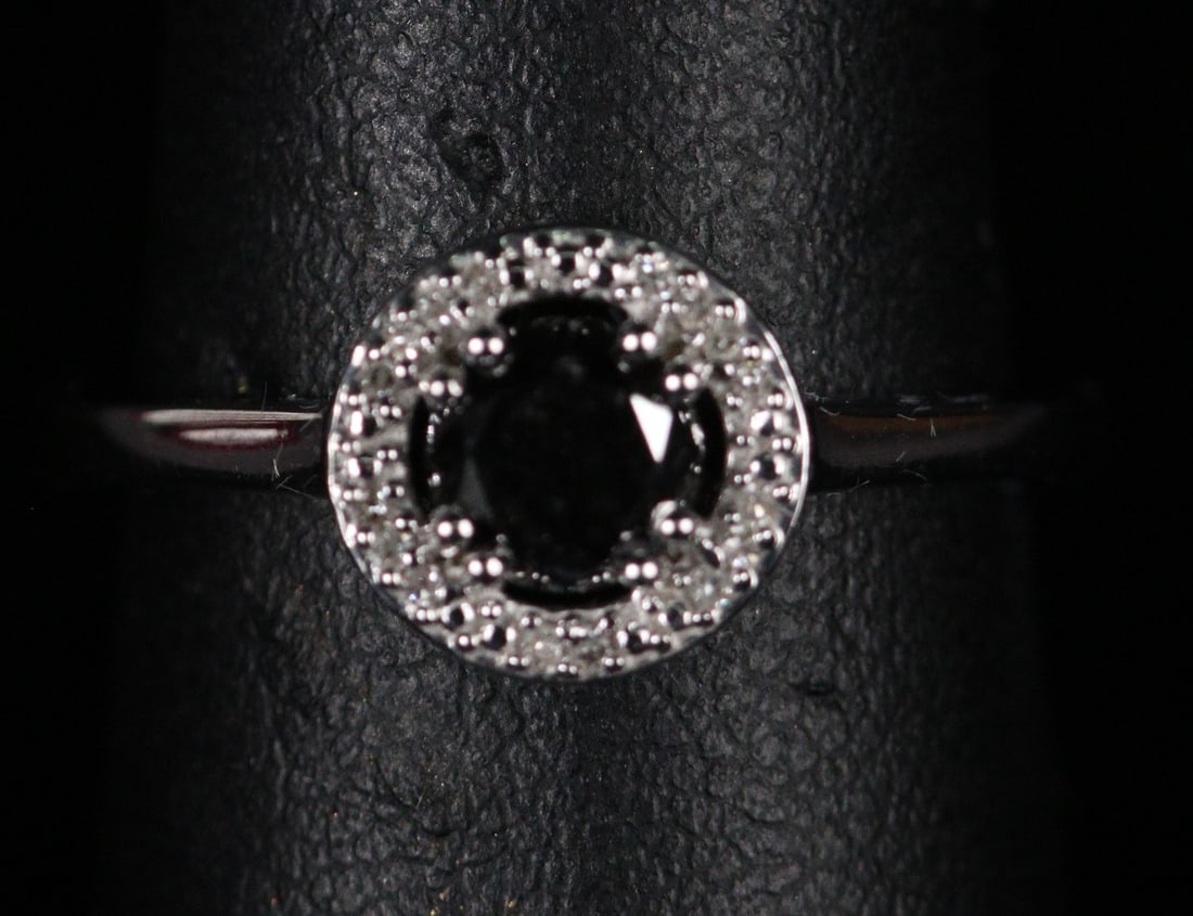 GENUINE BLACK AND WHITE DIAMOND DINNER RING (1 of 3)