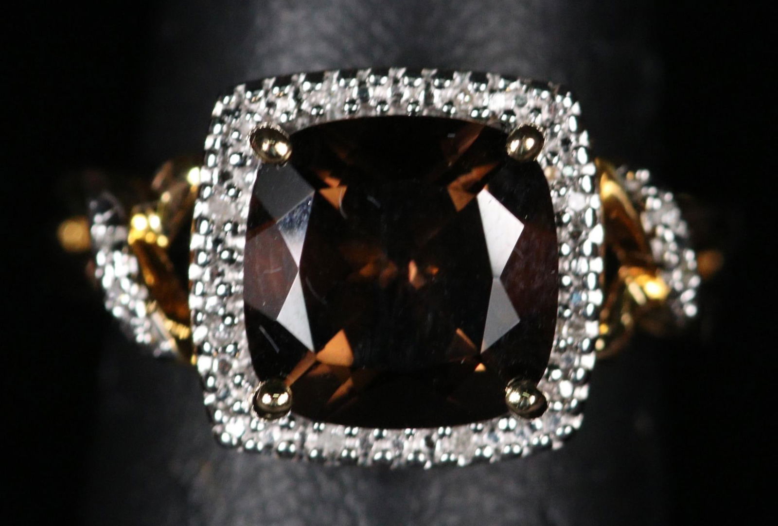 2 CT. SMOKEY TOPAZ AND DIAMOND DINNER RING (1 of 3)