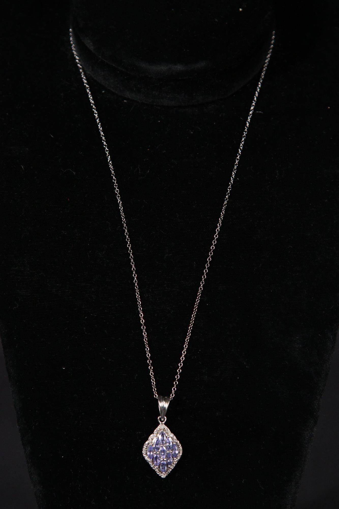 GENUINE TANZANITE AND DIAMOND NECKLACE (310): GENUINE TANZANITE AND DIAMOND NECKLACE (310)