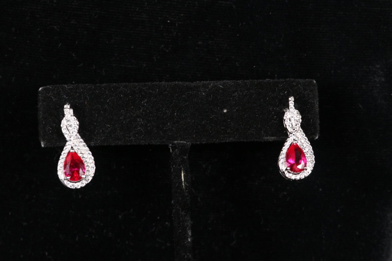 GENUINE RUBY AND WHITE TOPAZ ROYAL EARRINGS (1 of 2)