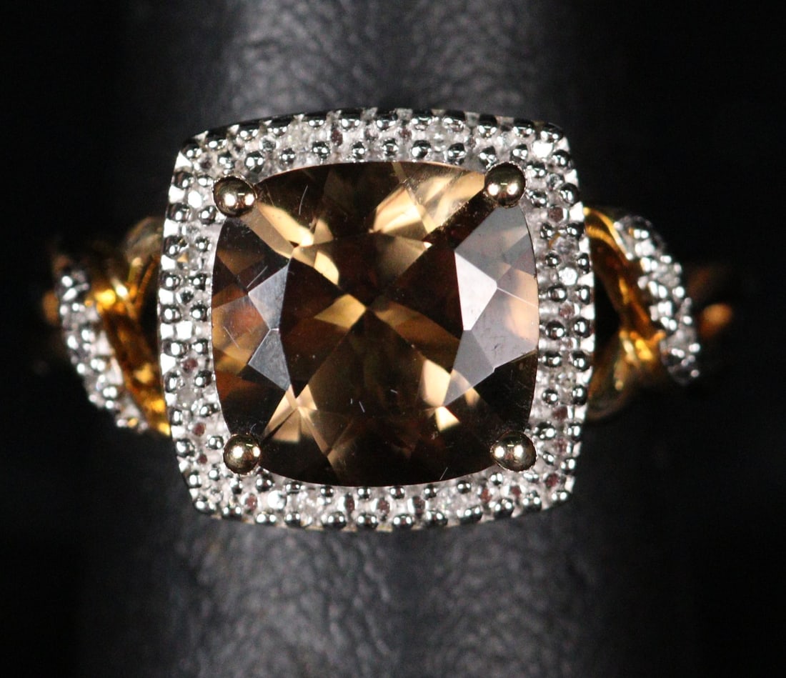 2.68 CT SMOKEY TOPAZ & DIAMOND DINNER RING (1 of 3)