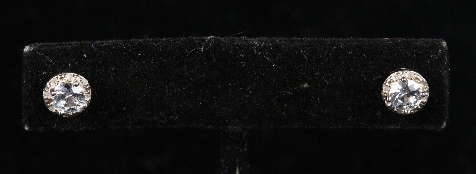 GENUINE WHITE SAPPHIRE & DIAMOND HALO EARRINGS: GENUINE WHITE SAPPHIRE AND DIAMOND HALO EARRINGS (318)