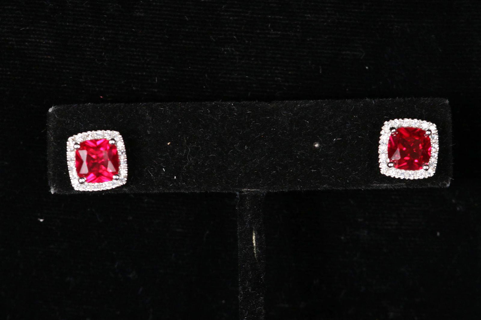 CUSHION CUT GENUINE RUBY DINNER EARRINGS (1 of 2)