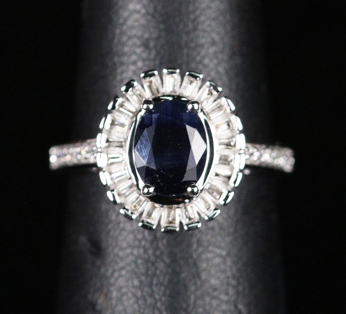 GENUINE SAPPHIRE AND DIAMOND EVENING RING (1 of 3)