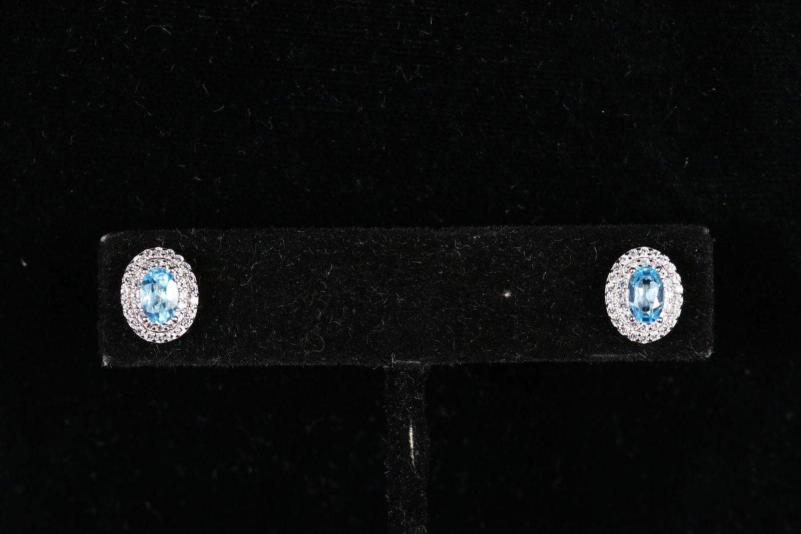 GENUINE BLUE AND WHITE TOPAZ EARRINGS (342) (1 of 2)