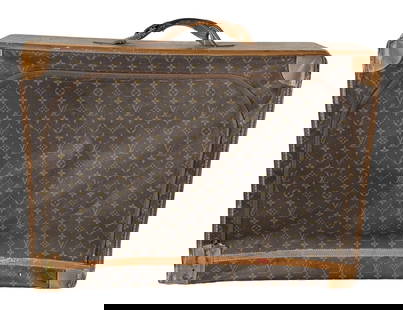 VINTAGE LOUIS VUITTON MONOGRAM SUITCASE: VINTAGE LOUIS VUITTON MONOGRAM SUITCASE AS IS Height: 21.5 in. by Width: 28 in. by Depth: 9
